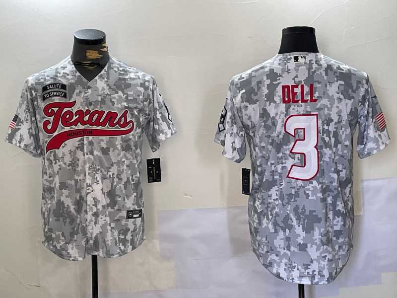 Men%27s Houston Texans #3 Tank Dell Arctic Camo 2024 Salute to Service Stitched Baseball Jersey->houston texans->NFL Jersey